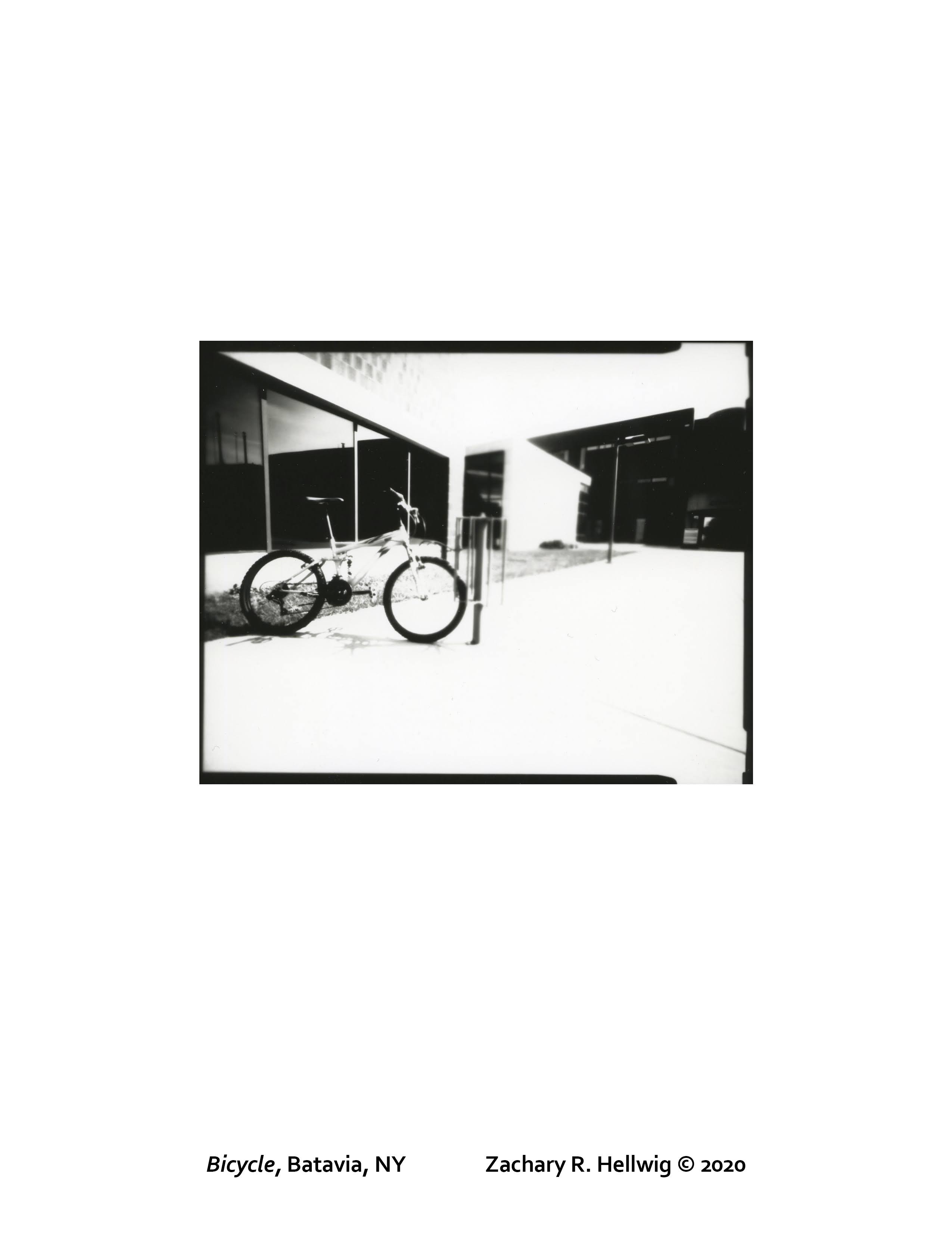 Zach Hellwig pinhole print of bicycle outside GCC