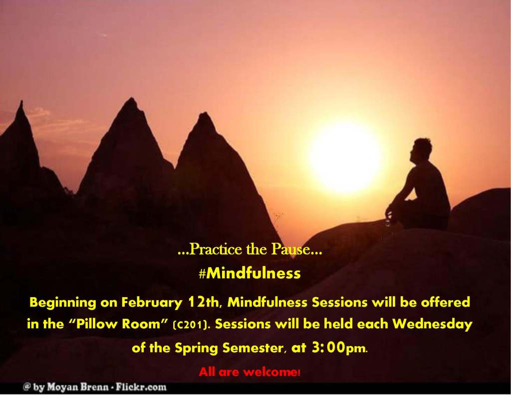 flyer for Mindfulness Sessions sponsored by the Counseling Department