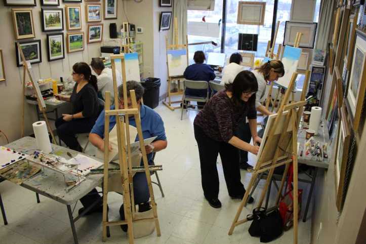 art class - students with easels