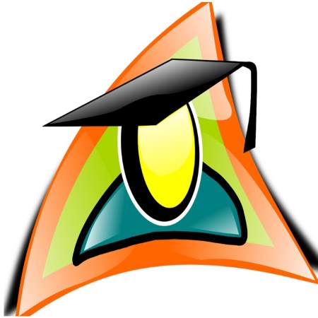 graphic of stylized face in a graduation cap