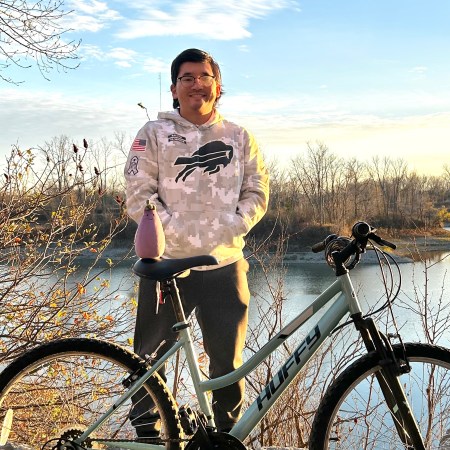 Photo of Kaito by his bike