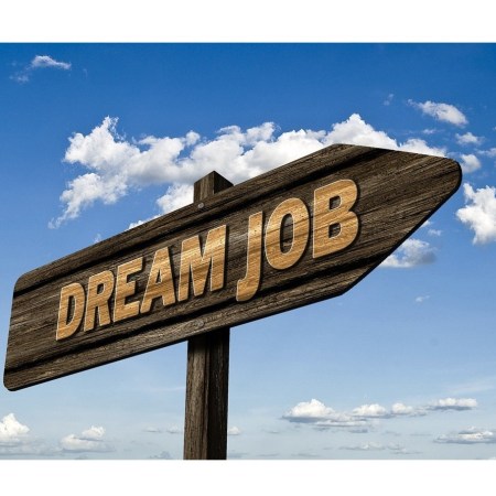 sign post with the words Dream Job on it