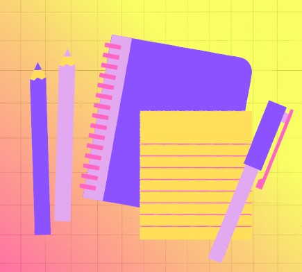 clip art of notebooks and pens